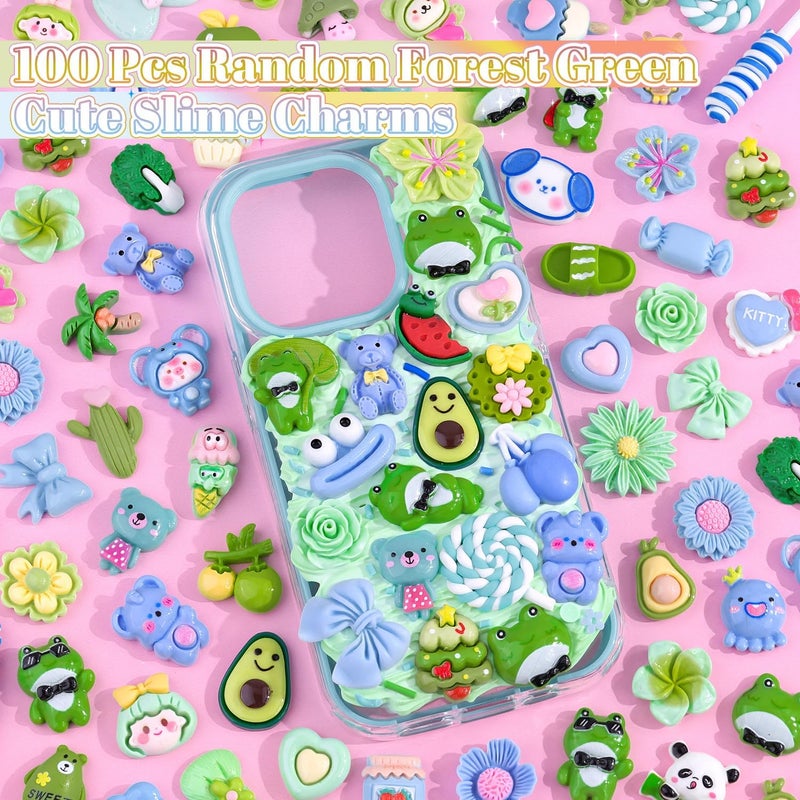 Glitzest 100PCS TINKRSTUFF Green Slime Charms Cute Flatback Resin Charms for Slime, Random Kawaii Decoden Charm for Embellishments Phone Junk Case Charms Bulk, Hairpins Scrapbooking Crafting & DIY Decoration - Image 3